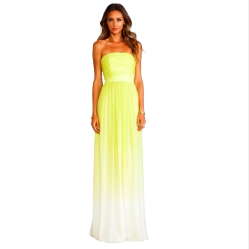 Elegant Strapless Yellow Ombre Dress